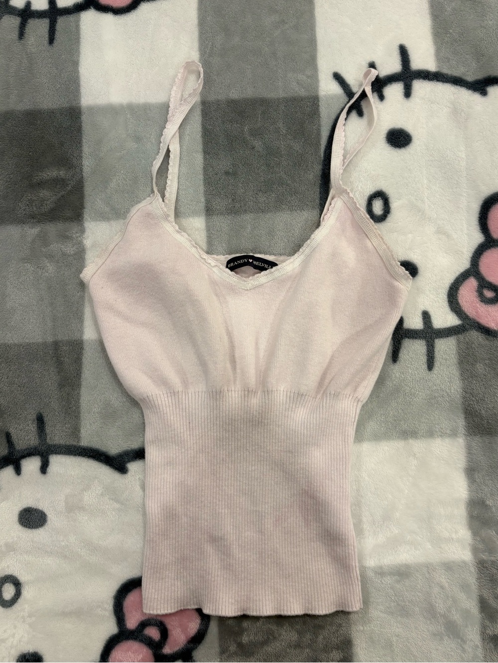 Brandy Melville Light Pink Ribbed Knit Cami Tank Top